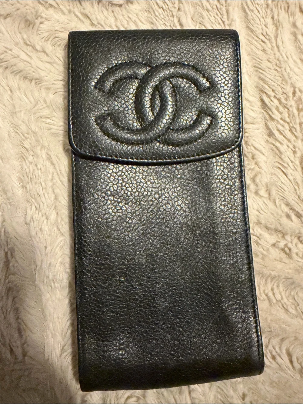 Chanel Cavier Leather Eyeglass/Phone Case (will fit iPhone but not Pro Max)